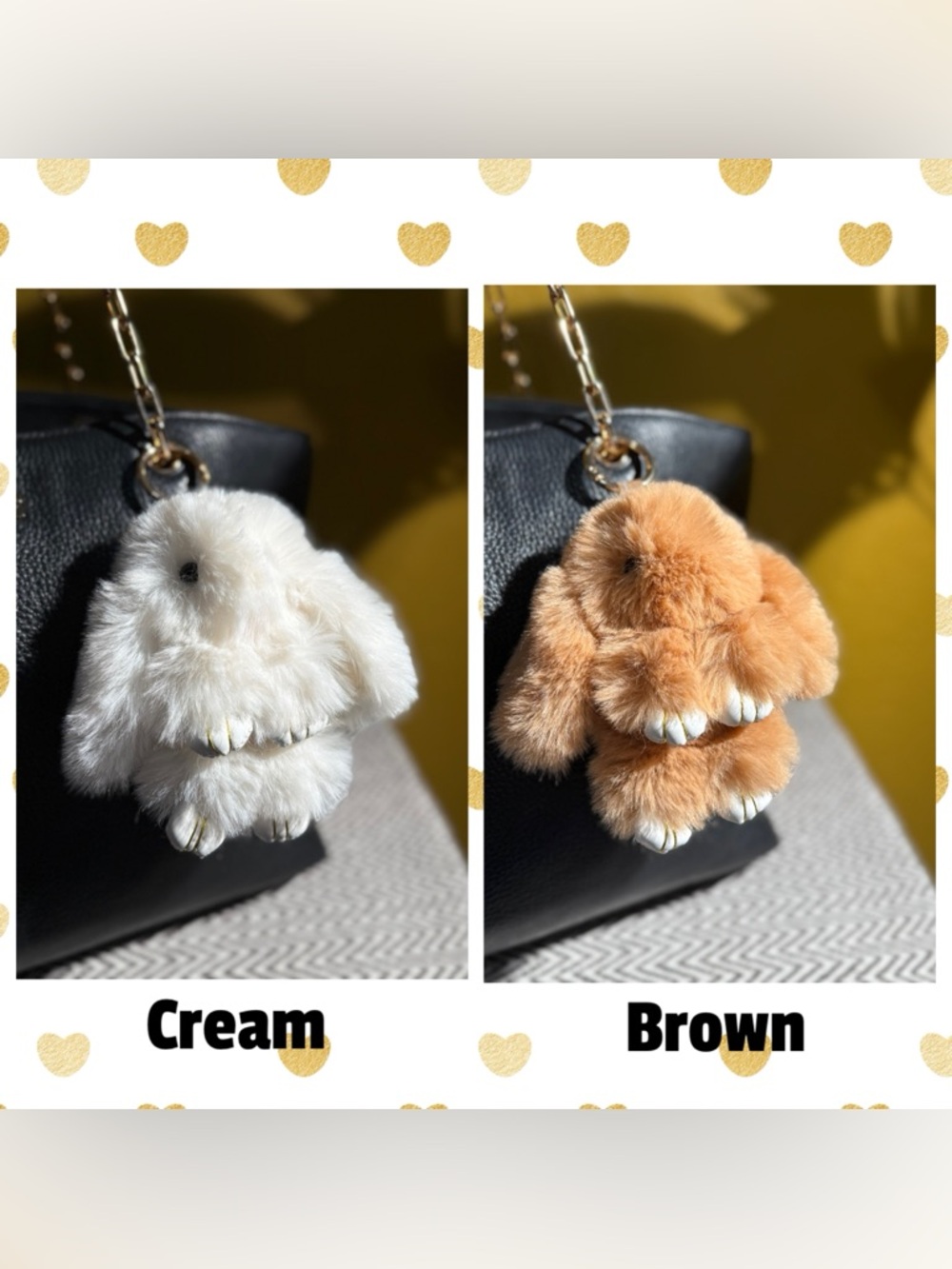 Faux Fur Bunny Bag Charm | Cream or Brown